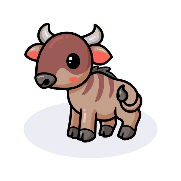 Vector Illustration Cute Little Wildebeest Cartoon Posing — Stock Vector