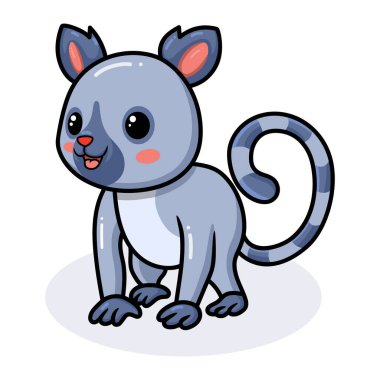 Şirin, mutlu, küçük lemur çizgi filminin vektör çizimi