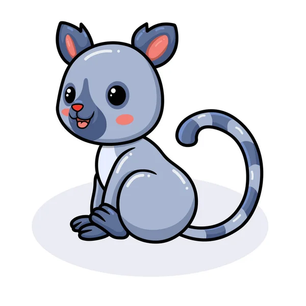 Illustrazione Vettoriale Carino Piccolo Lemure Cartone Animato Seduta — Vettoriale Stock