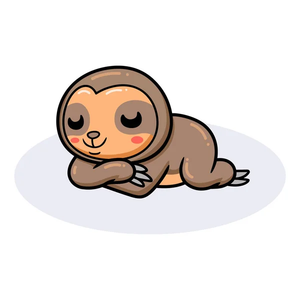 Vector Illustration Cute Baby Sloth Cartoon Sleeping — Stock Vector