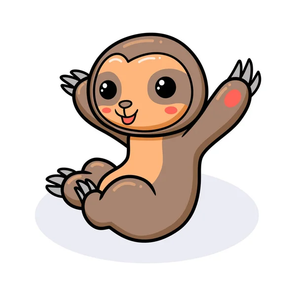 Vector Illustration Cute Baby Sloth Cartoon Sitting — Stock Vector