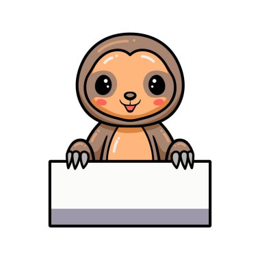 Boş işaretli şirin bebek tembel hayvan çizgi filminin vektör çizimi