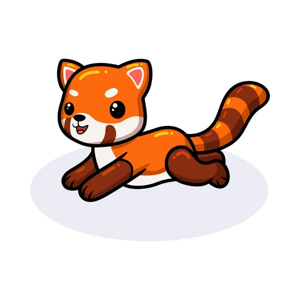Vector Illustration Cute Little Red Panda Cartoon Running — Stock Vector