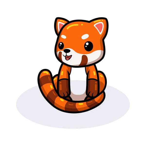 Cute Little Red Panda Cartoon Sitting — Stock Vector