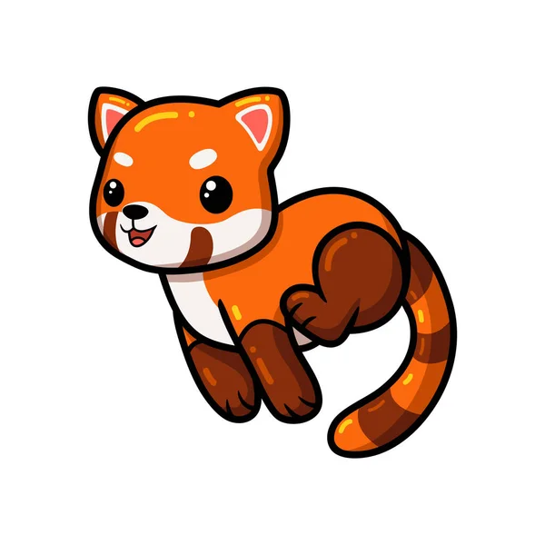 Vektor Illustration Des Niedlichen Kleinen Roten Panda Cartoons Läuft — Stockvektor