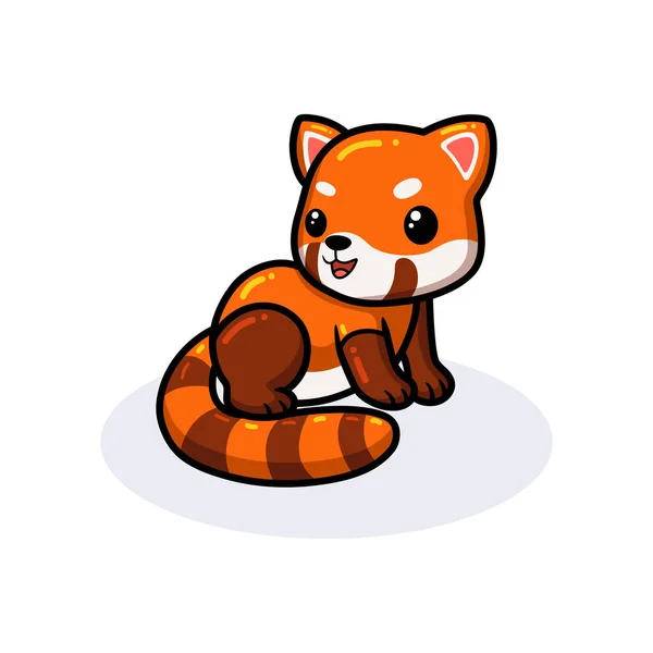 Vector Illustration Cute Little Red Panda Cartoon Sitting — Stock Vector