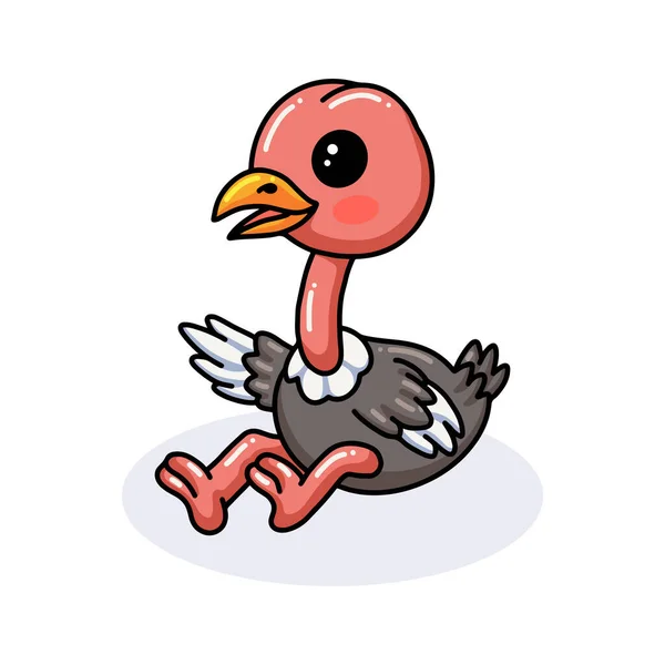 Ilustración Vectorial Lindo Pajarito Avestruz Dibujos Animados Sentado — Archivo Imágenes Vectoriales