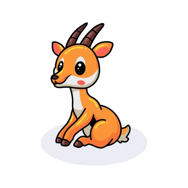Vector Illustration Cute Little Gazelle Cartoon Sitting — Stock Vector
