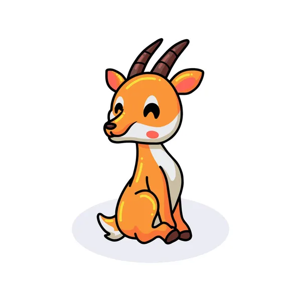 Wektor Ilustracja Cute Little Gazelle Kreskówki Siedzi — Wektor stockowy