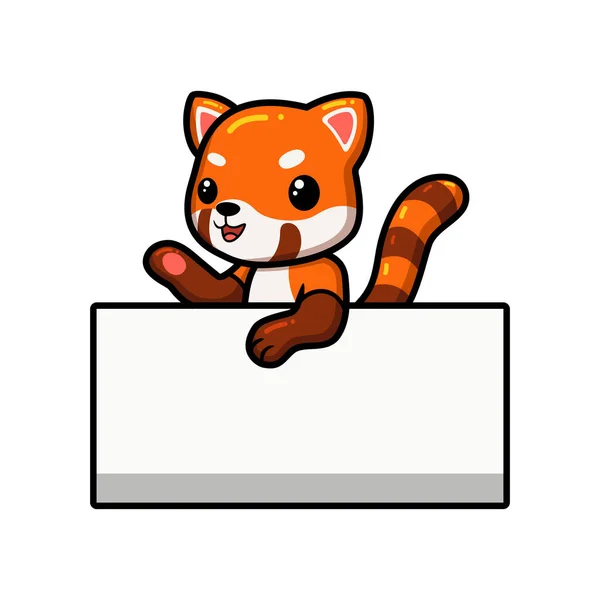 Vektorové Ilustrace Roztomilé Malé Červené Panda Karikatury Prázdným Znakem — Stockový vektor