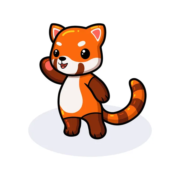 Illustration Vectorielle Mignon Petit Panda Rouge Debout — Image vectorielle