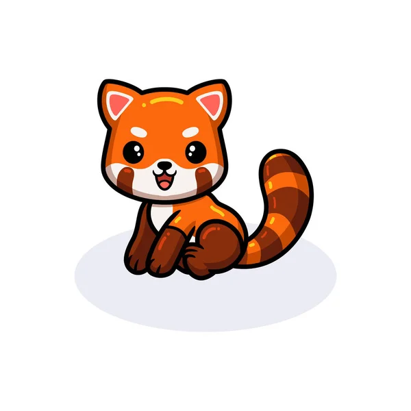 Vector Illustratie Van Leuke Kleine Rode Panda Cartoon Zitten — Stockvector