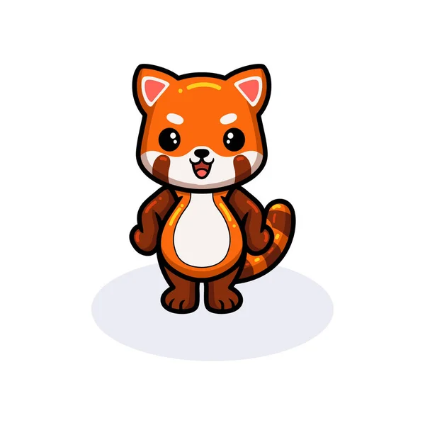 Vector Illustration Cute Little Red Panda Cartoon Standing — Stock Vector