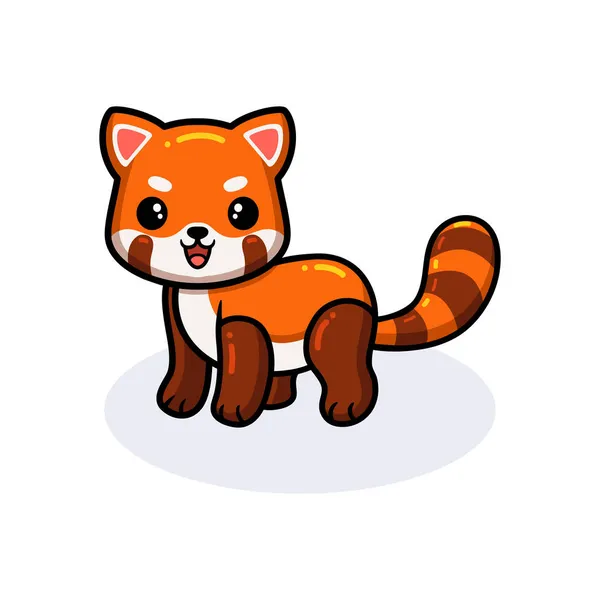 Vector Illustration Cute Little Red Panda Cartoon — Stock Vector