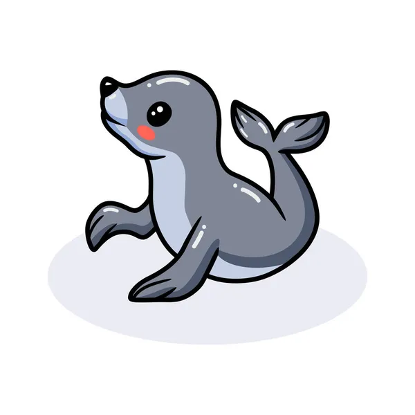 Vector Illustration Cute Little Seal Cartoon Posing — Stock Vector