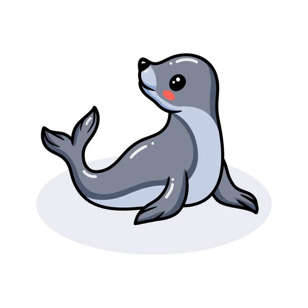 Vector Illustration Cute Little Seal Cartoon Posing — Stock Vector