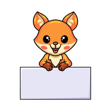 Boş işaretli şirin tilki çizgi filminin vektör çizimi