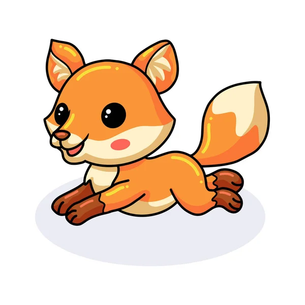 Wektor Ilustracja Cute Little Fox Kreskówki Skoki — Wektor stockowy