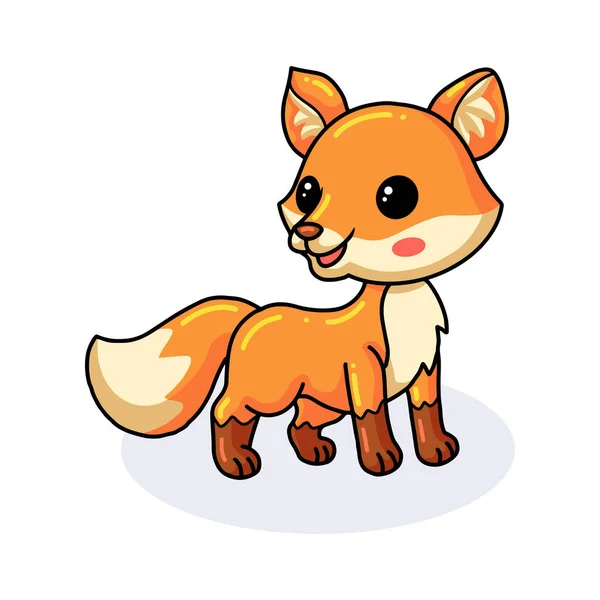 Vektorillustration Von Cute Little Fox Cartoon Posiert — Stockvektor