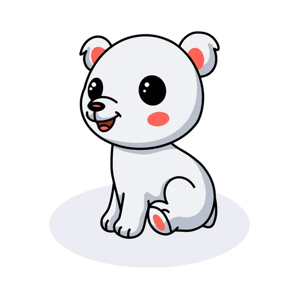 Ilustração Vetorial Desenho Animado Bonito Urso Polar Pouco Sentado — Vetor de Stock