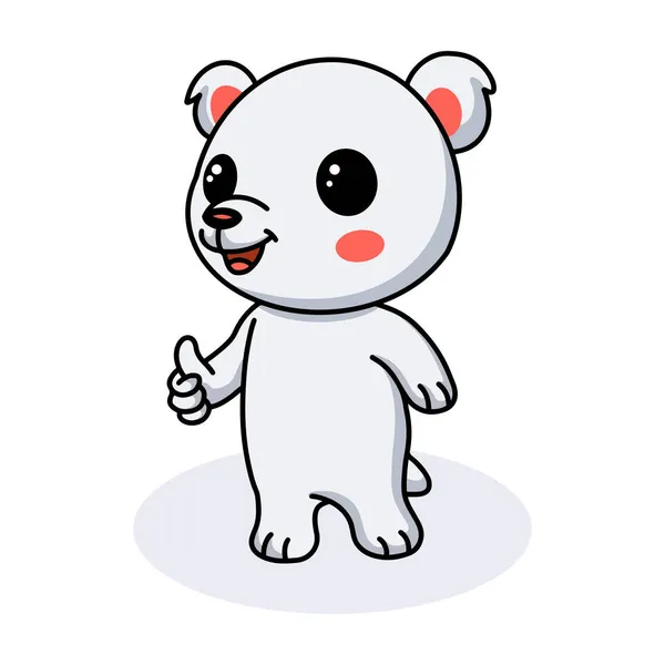 Vector Illustration Cute Little Polar Bear Cartoon Giving Thumb — Stock Vector