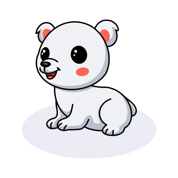 Ilustração Vetorial Desenho Animado Bonito Urso Polar Pouco Sentado — Vetor de Stock