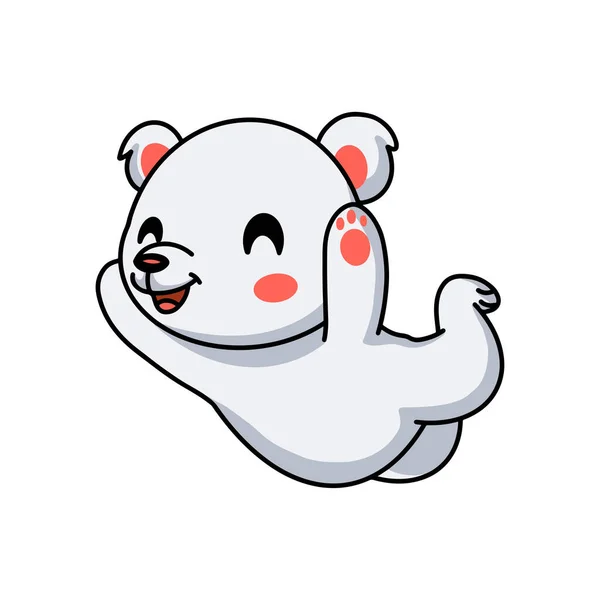 Vector Illustration Cute Little Polar Bear Cartoon Jumping — Stock Vector