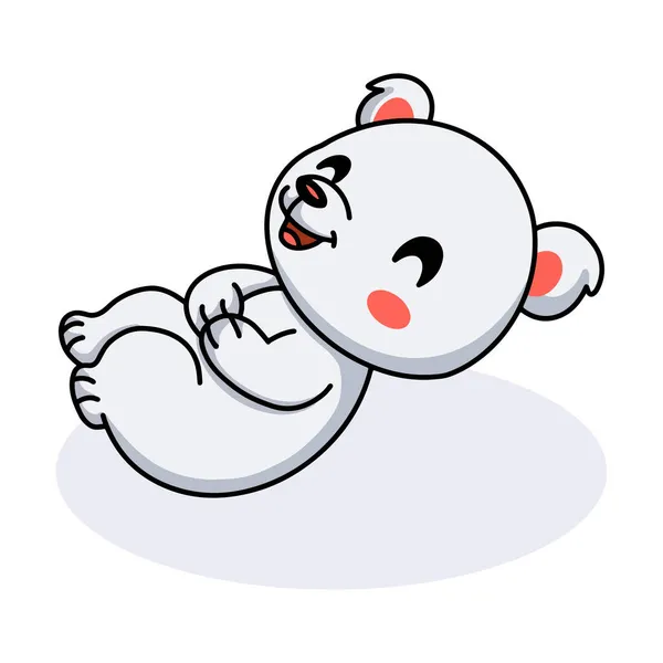 Vector Illustration Cute Little Polar Bear Cartoon Laughing — Stock Vector