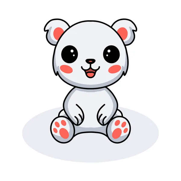 Illustrazione Vettoriale Carino Piccolo Orso Polare Cartone Animato Seduta — Vettoriale Stock