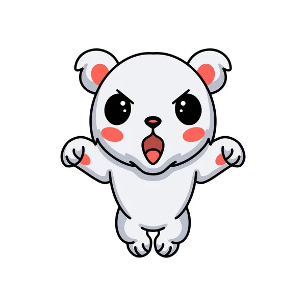 Vector Illustration Cute Angry Little Polar Bear Cartoon — Stock Vector