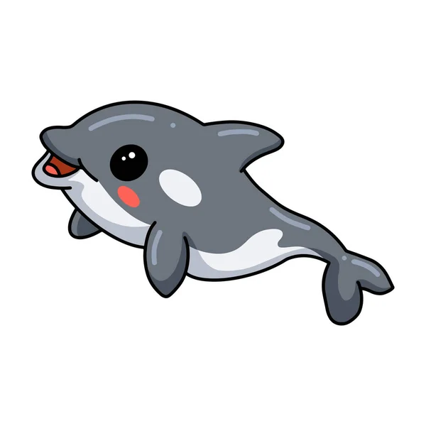 Illustrazione Vettoriale Carino Piccolo Cartone Animato Balena Assassino — Vettoriale Stock