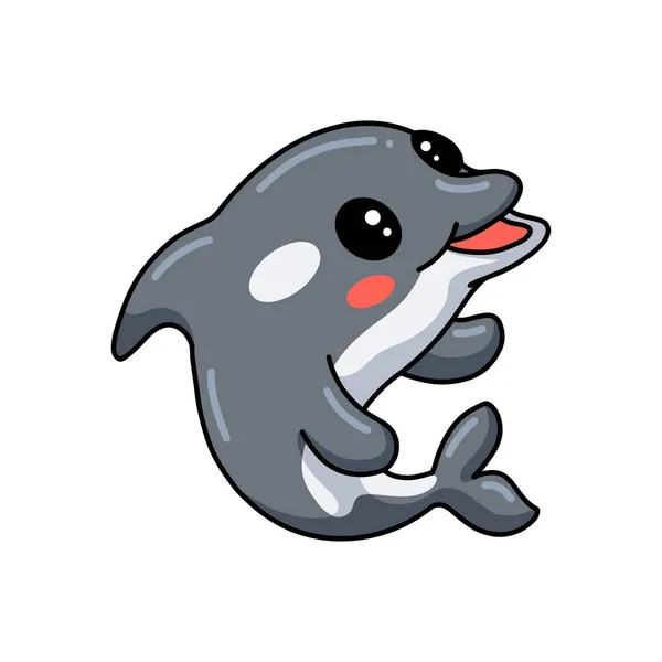 Vector Illustratie Van Leuke Kleine Orka Cartoon — Stockvector