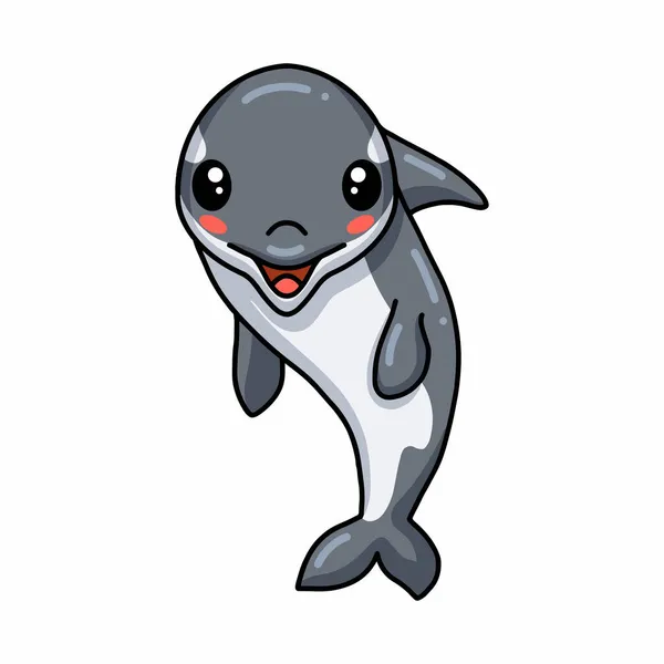 Wektor Ilustracja Cute Little Killer Wieloryb Kreskówki — Wektor stockowy