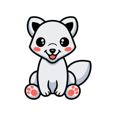 Küçük şirin kutup tilkisi çizgi filminin vektör çizimi