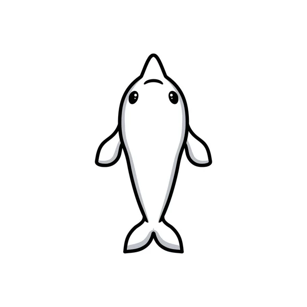 Illustration Vectorielle Dessin Animé Mignon Petit Béluga Baleine — Image vectorielle