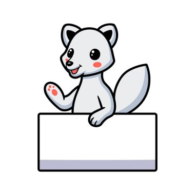 Boş işaretli şirin kutup tilkisi çizgi filminin vektör çizimi