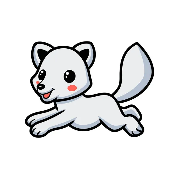 Vektorillustration Des Niedlichen Kleinen Arktischen Fuchses Cartoon Springen — Stockvektor