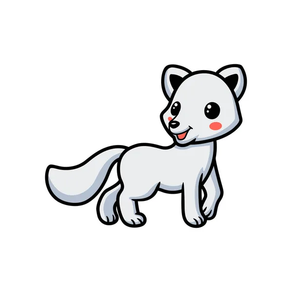 Wektor Ilustracja Cute Little Arctic Fox Kreskówki — Wektor stockowy