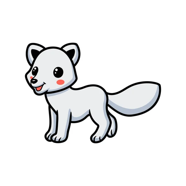Wektor Ilustracja Cute Little Arctic Fox Kreskówki — Wektor stockowy