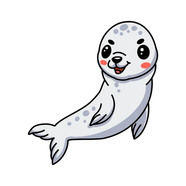 Wektor Ilustracja Cute White Little Seal Kreskówki — Wektor stockowy