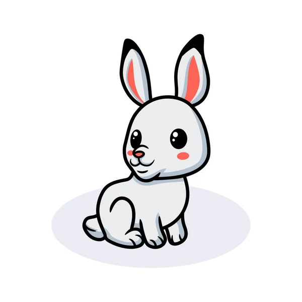 Vector Illustration Cute Little Rabbit Cartoon Sitting — Stock Vector