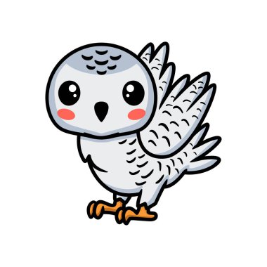 Küçük şirin beyaz kutup baykuşu çizgi filminin vektör çizimi