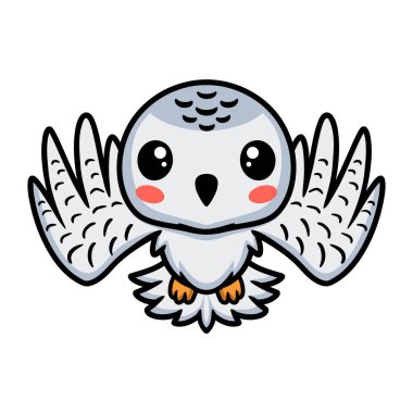 Küçük şirin beyaz kutup baykuşu çizgi filminin vektör çizimi