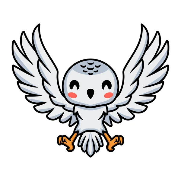 かわいい白い極性フクロウの漫画のベクトルイラスト — ストックベクタ