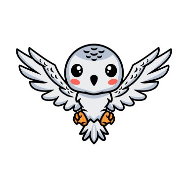 Küçük şirin beyaz kutup baykuşu uçan çizgi filminin vektör çizimi