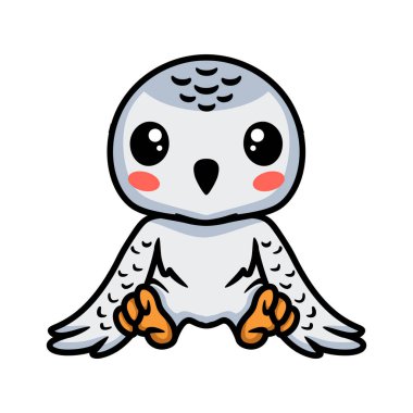 Küçük şirin beyaz kutup baykuşu çizgi filminin vektör çizimi