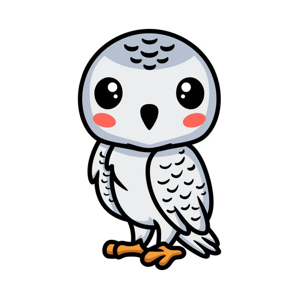 Vector Illustration Cute Little White Polar Owl Cartoon — Stock Vector