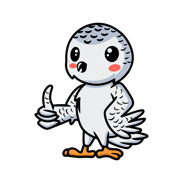 Ilustração Vetorial Bonito Pouco Branco Polar Coruja Desenho Animado Dando —  Vetores de Stock