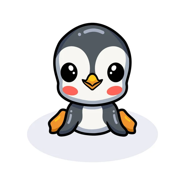 Wektor Ilustracja Cute Little Pingwina Kreskówki Siedzi — Wektor stockowy