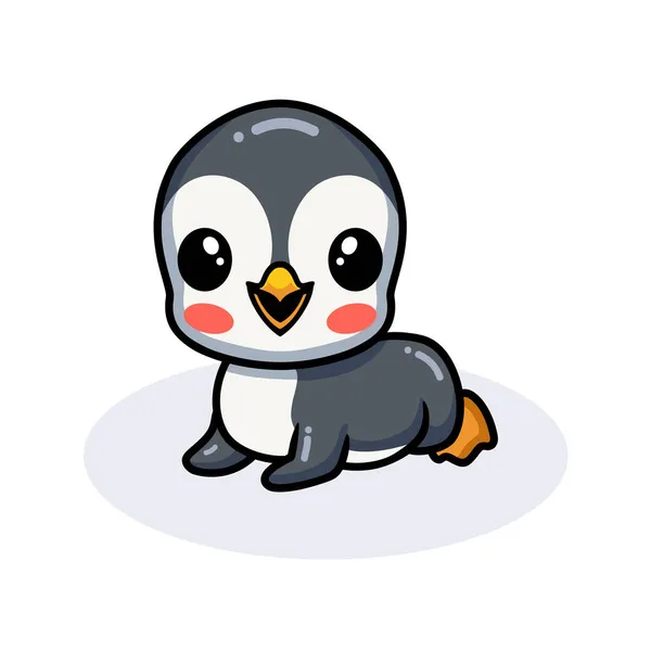 Wektor Ilustracja Cute Little Pingwina Kreskówki Leżącej — Wektor stockowy